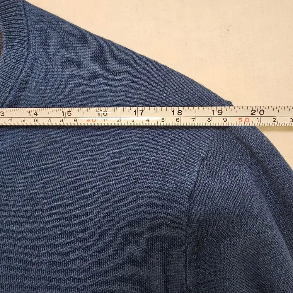 Jos.A. Bank Signature 100% Silk V-Neck Sweater Blue Size